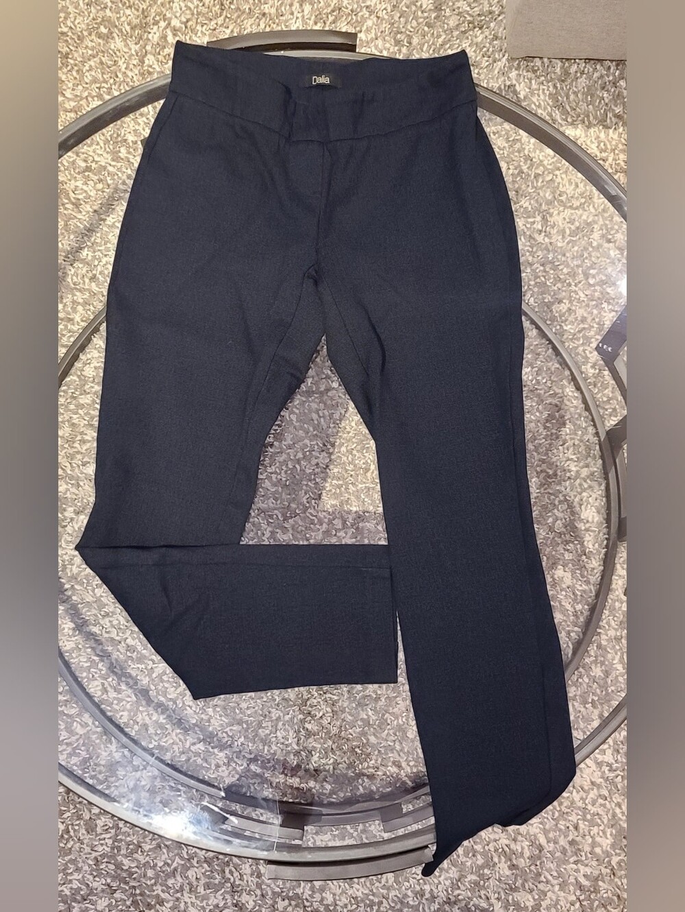Dalia Navy/Black Straight-Leg Dress Trousers